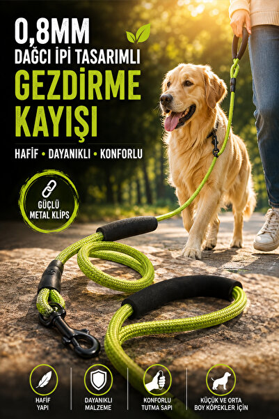 House Bird 0,8 mm Dağcı İpi Köpek Gezdirme Kayışı Güçlü Klipsli Konforlu Tutm...