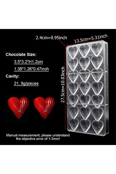 Choice 2513S Heart Chocolate Molds Polycarbonate Mother's Day Valentine Choco...
