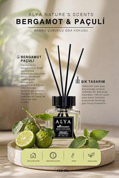 ALYA Nature's Scents Bergamot & Patchouli Bambu Çubuklu Oda Kokusu - Bergamot...