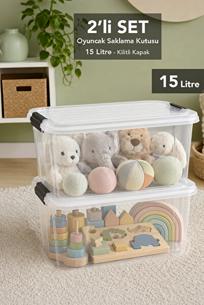 Meleni Baby 2-Piece Lockable Box - Toy Organizer Baby Kids Room Storage Organ...
