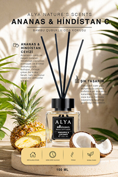 ALYA Nature's Scents Pineapple & Coconut Bambu Çubuklu Oda Kokusu- Ananas & H...