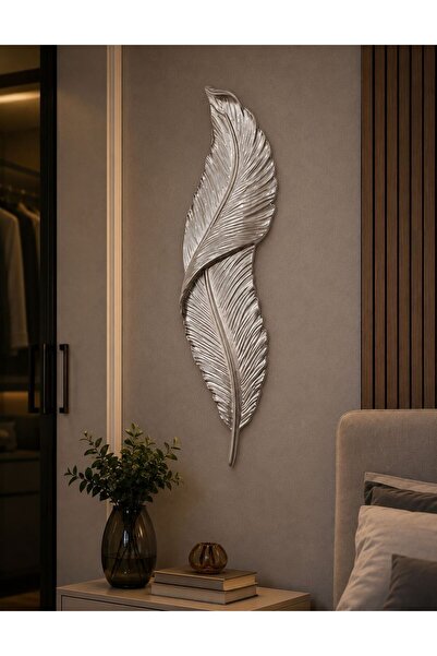 kialed Kırılmaz ABS Yaprak LED Duvar Aplik 56x16 cm 3000K Sıcak Beyaz Dekoratif Modern Aydınlatma Krom