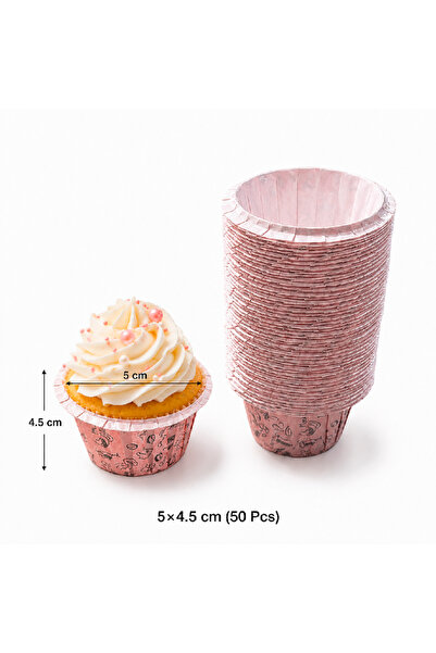 Generic Paper Cups for Cupcakes with Baking Tools Print - Light Pink