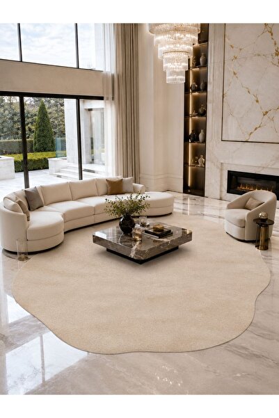 EKO HALI Zen Amorf ZEN AMORF 04 Beige Zarif Görüntülü Yumuşak Tuşeli Hav Vermeyen Makine Halısı