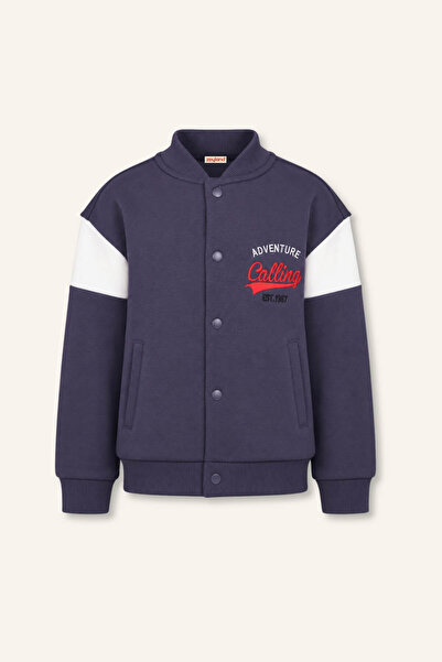 Zeyland Unisex Çocuk Baskılı Kolej Ceket - İndigo