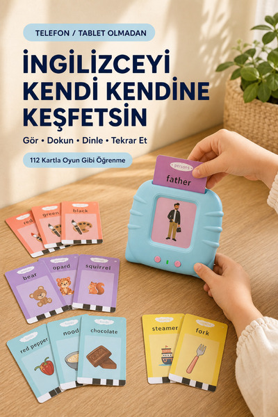 KİDSLAR Magic Box İngilizce Konuşan Kartlar - 112 Kart 224 Görsel Eğitici Oyu...