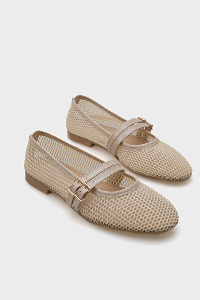 Capone Outfitters June Tokalı Dámské baleríny s dvojitým páskem, síťované, s ...