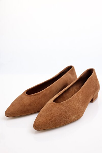 5in1Canpolat Tan Lambskin Ballerinas 24005