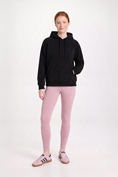 MARKAPIA WOMAN Women's Hooded Black Fleece Sweatshirt with Pockets
