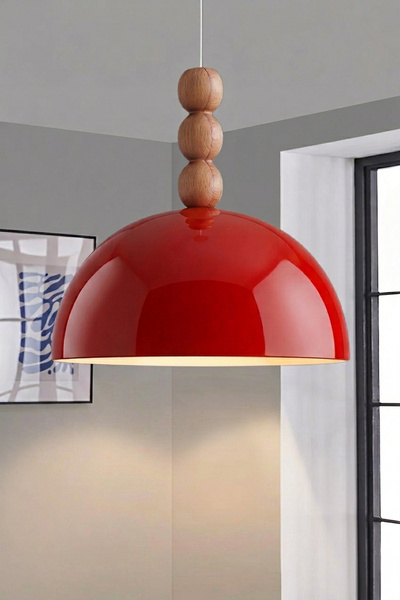 Marrien Luna Bohem Ahşap 3 Boncuklu Turuncu Metal Sarkıt (30 cm) Yemek Masası...