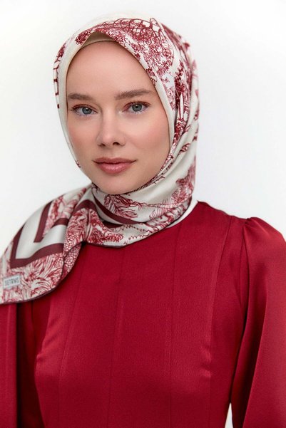 Setrms Doğa Desenli Twill İpek Eşarp