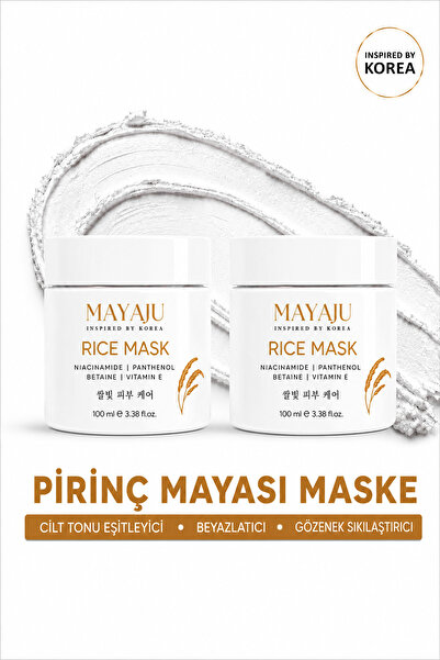 MAYAJU Pirinç Mayası Maske 2’li Set 100 ml x 2 | Rice Mask | Niacinamide, Pan...