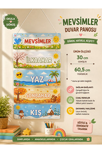 AlohamoraShop Okula Dönüş Mevsimler Eğitim Panosu – İlkbahar Yaz Sonbahar Kış...