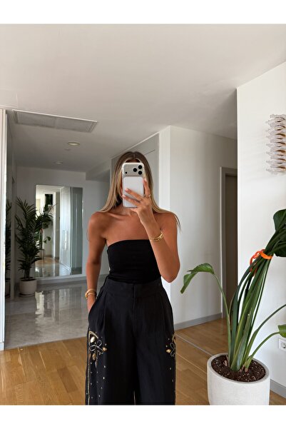 MERVE AKSOY Strapless Top - Black