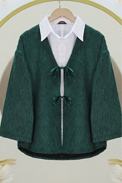 Modamorfo Tie-Front Cashmere Jacket - Dark Green