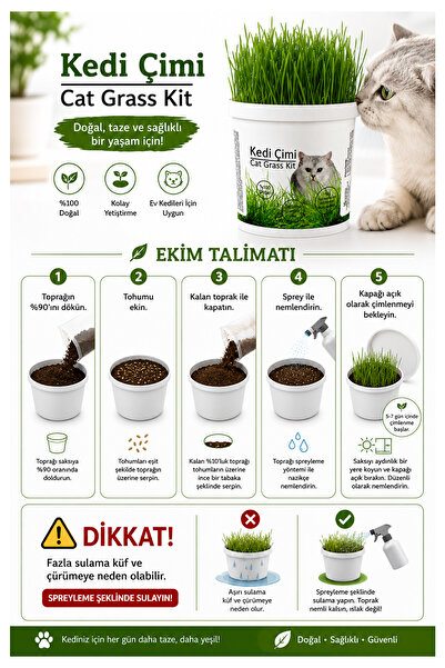 AGROERA %100 Doğal Kedi Çimi (tüy Yumağı Önleyici)
