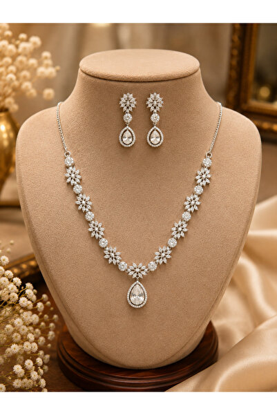 Generic Floral AD Drop Necklace Set