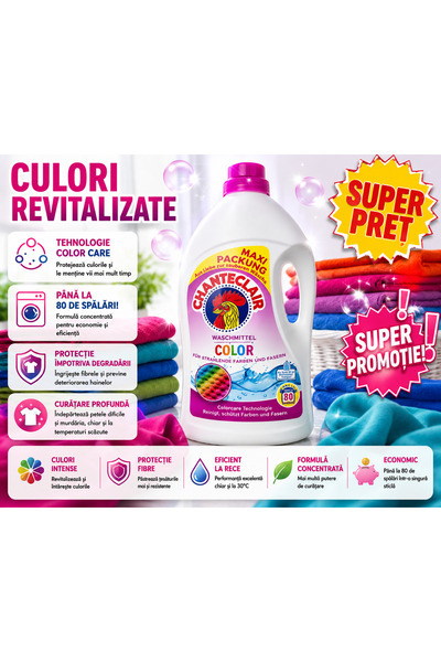 Chanteclaire Chanteclair Detergent Lichid pentru Rufe Color 3,6 L, 80 Spălări...
