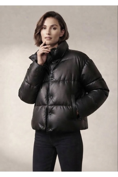 river green Women's Black Fiber Windproof Puffer Winter Jacket