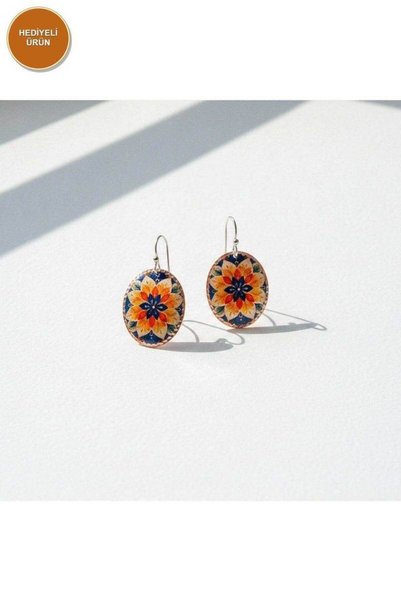 Erol Bakır 100% Handmade Copper |   Copper Yellow Navy Blue Floral Patterned ...