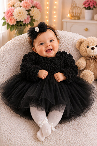 BES TREND Girls' Dress with Rose Pattern, Snap Button Bow, Chic Special Occas...