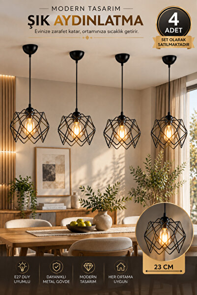 Trend Kitchen Siyah 4 Adet Trend Avize
