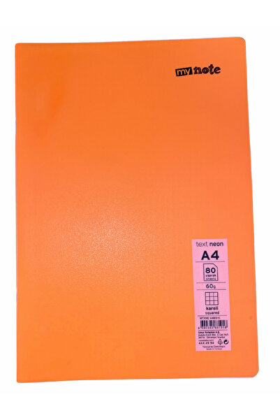 Umur Mynote Text Neon Defter A4 80 Yp Kareli - Turuncu