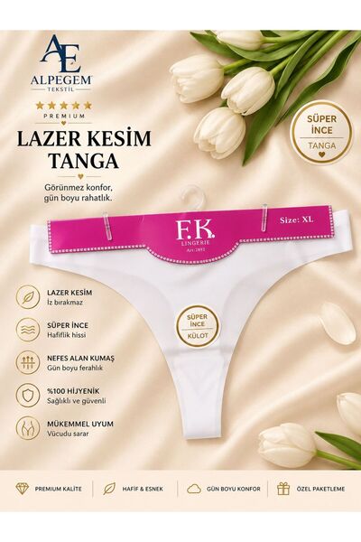 Alpegem Tekstil ALPEGEM Tanga dikişsiz pamuklu iz bırakmayan beyaz