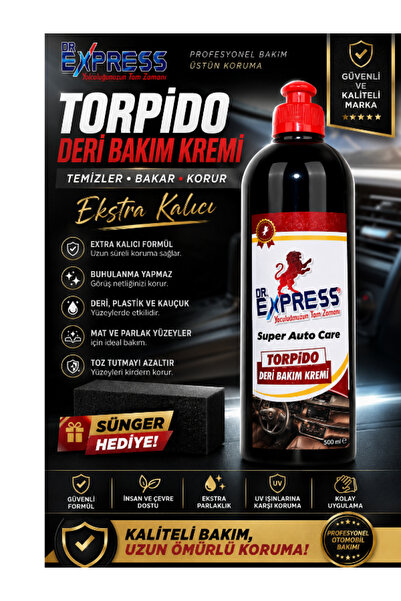 Drexpress Premium Torpido Bakım Kremi 500 ml Araba Plastik Deri Koruyucu Yeniler Toz Çekmez Badem Yağlı Krem