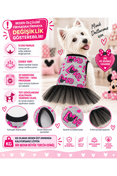 DOGİ&DOG Small Breed Love Neon Dog Dress Puppy Outfit Cat Outfit (1-10kg)