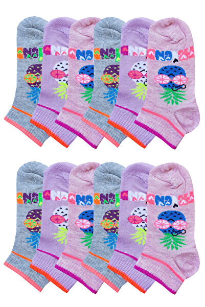Hepsine Rakip 12 Pairs of Girls' Booties Short Socks Colorful Seasonal