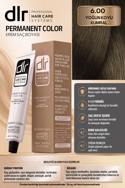 DLR Color Saç Boyası 60ml 6.00 Yoğun Kuyu Kumral - Profesyonel Kuaför Kalites...