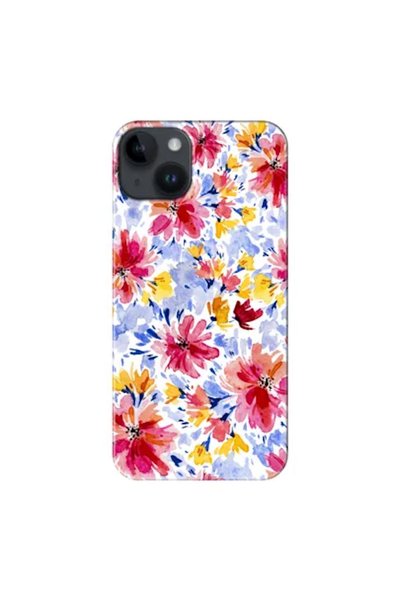 Zebana Apple iPhone 14 Compatible Case Spring Flowers 7 Silicone Case (Printed)
