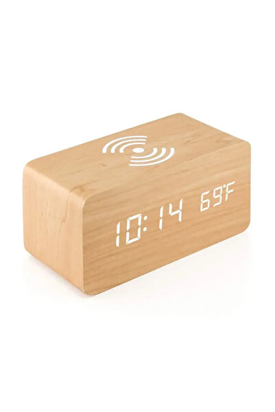 Choice3 Bamboo Alarm Clock LED Digital Wooden USB/AAA Powered Table Watch wit...
