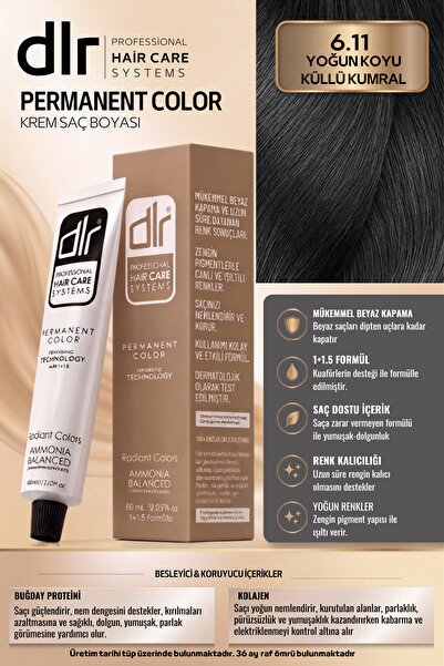 DLR Color Saç Boyası 60ml 6.11 Yoğun Koyu Küllü Kumral-profesyonel Kuaför Kal...