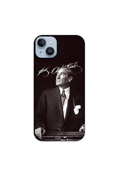 Zebana Apple iPhone 15 Uyumlu Kılıf Mustafa Kemal Atatürk Silikon Kılıf (Bask...