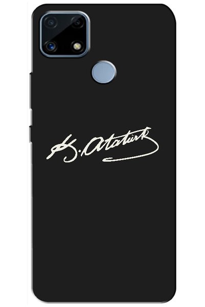 Zebana Realme C25 Compatible Case Ataturk Signature Silicone Case (Printed)