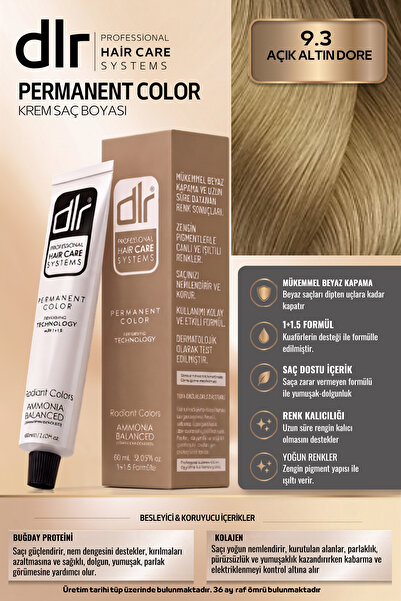 DLR Color Saç Boyası 60ml 9.3 Dore Sarı - Profesyonel Kuaför Kalitesinde Renk...