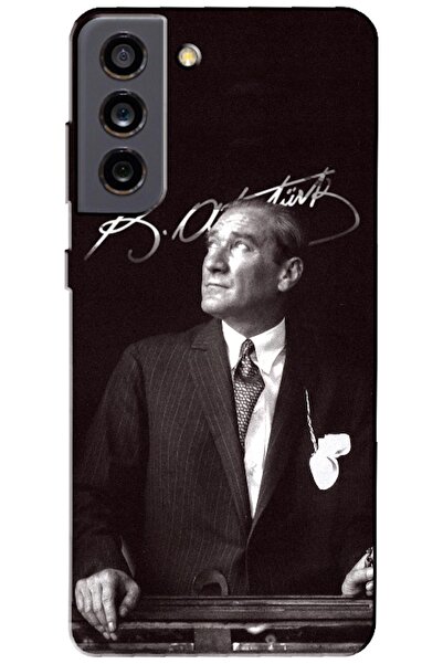 Zebana Samsung Galaxy S21 FE 5G Uyumlu Kılıf Mustafa Kemal Atatürk Silikon Kı...