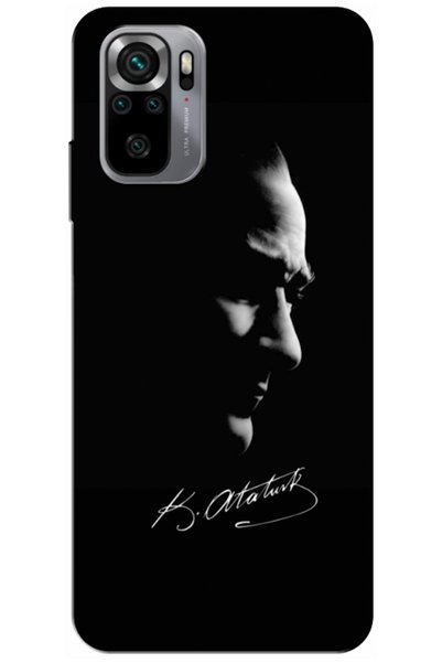 Zebana Xiaomi Redmi Note 10S Compatible Case Mustafa Kemal Atatürk Black Sili...