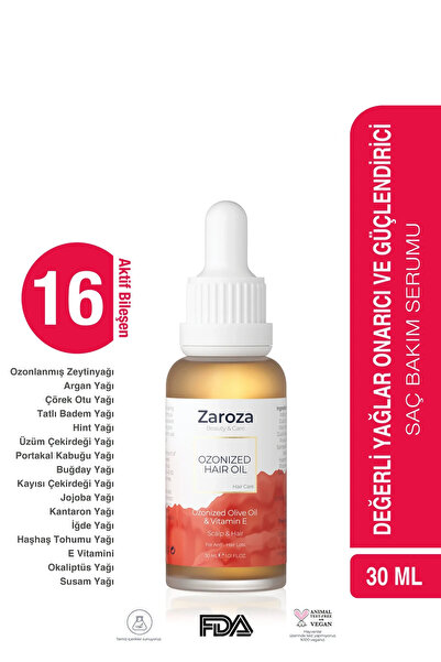 ZAROZA Ozonated Hair Care Oil - Ozonated Olive, Argan, Black Cumin and Sweet ...