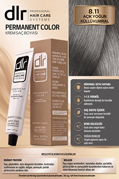 DLR Color Saç Boyası 60ml 8.11 Yoğun Açık Küllü Kumral-profesyonel Kuaför Kal...