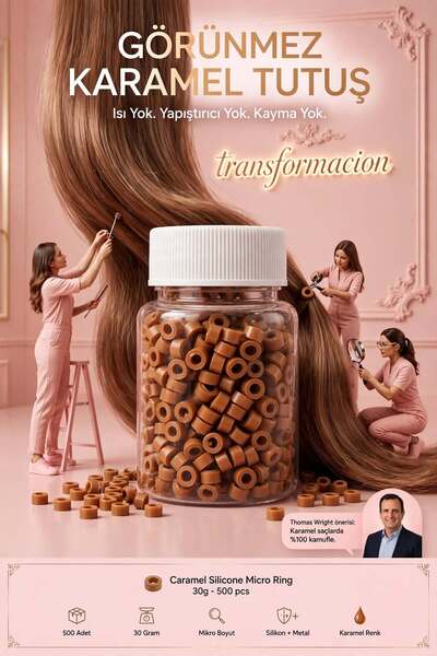 Transformacion Karamel Silikonlu Saç Kaynak Boncuğu 30 gr 500 Adet Mikro Halk...