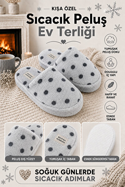 Behtah Kundura Fluffy Silent Sole Dotted Women's House Slippers Furry Slipper...