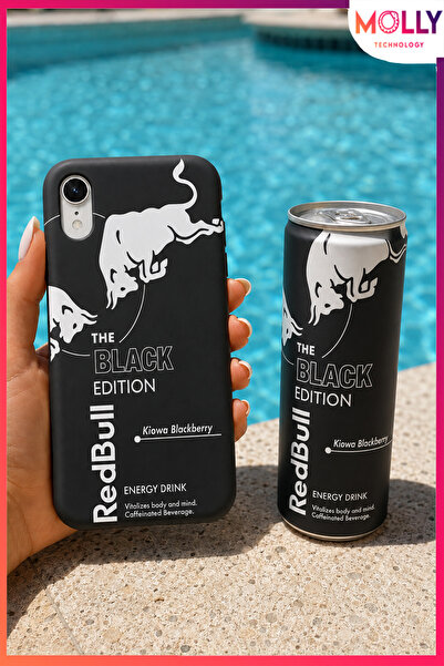 Molly iPhone XR İçin Siyah Redbull The Black Edition Desenli İçi Kadife Silik...
