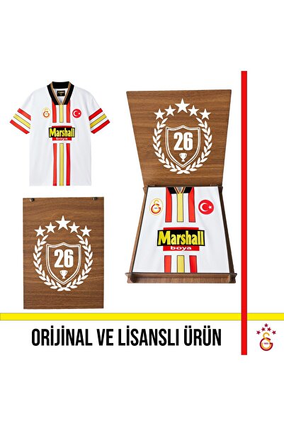 Galatasaray Licensed 1998-1999 White Retro Jersey 26 Championship Wooden Boxe...