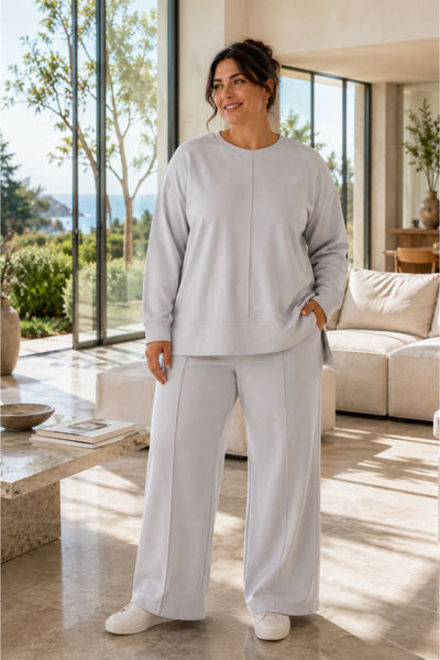 STYLENEST Kadın Büyük Beden Eşofman Takımı Oversize Sweatshirt Bol Paça Panto...