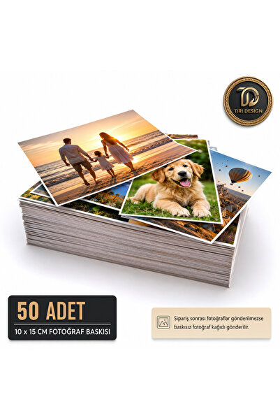 Tiri Design 50 Adet Kişiye Özel 10x15 cm Parlak Fotoğraf Baskısı - Yüksek Çöz...