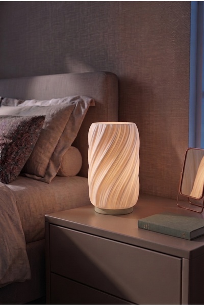 Lumense Lava Estetik Dalga Formlu Modern Dekoratif Gece Lambası ve Abajur - M...