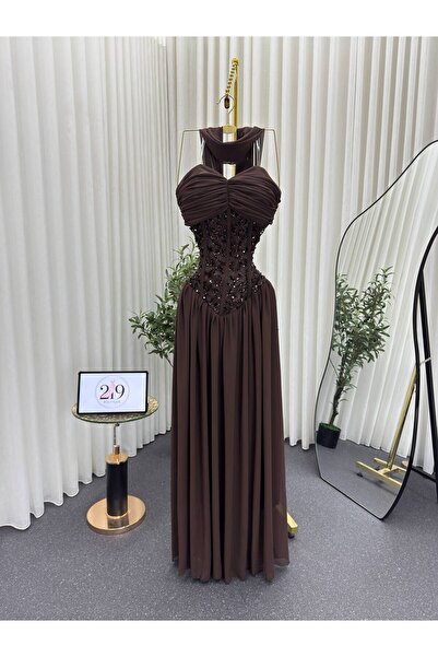 Boutique 219 فستان شيفون لمعة طويل